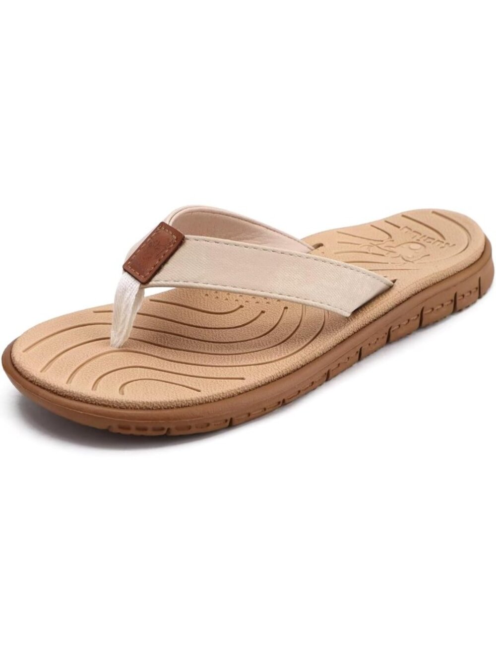 Women's Apricot Tan Flip Flops Lightweight Cushion Summer Beach Sandals Casual